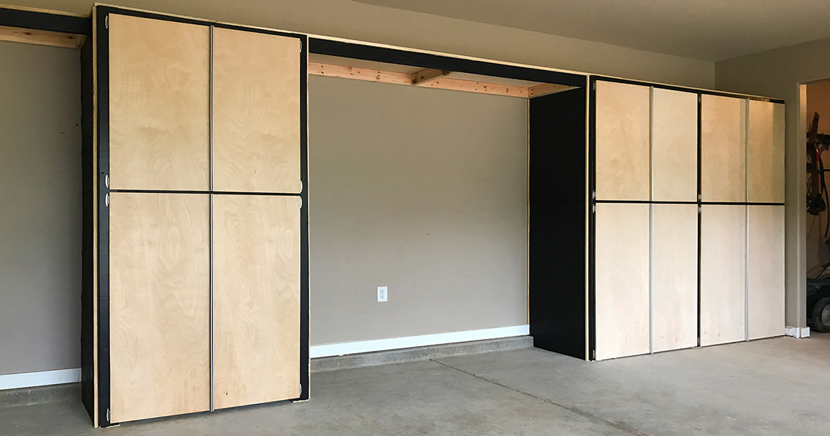 How To Enclose Storage Shelves Queen, Diy Garage Storage Cabinets With Sliding Doors