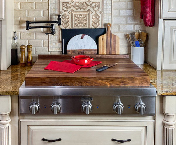 CUTTING BOARD Wood Stove Top Cover for Gas Stove. Walnut or Maple